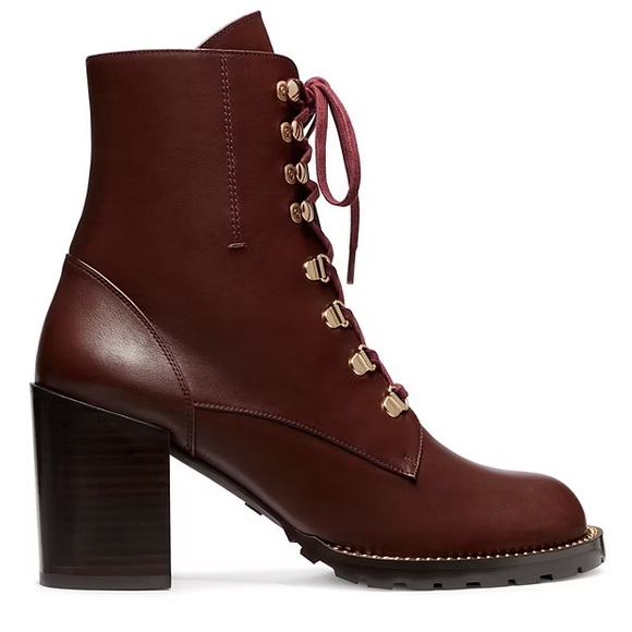 Stuart Weitzman Kolbie Lace-up Leather Ankle Boots - Size 8 - Picture 2 of 7